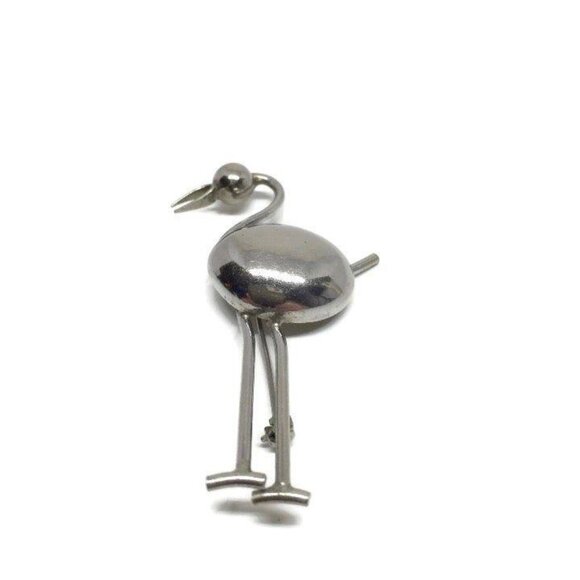 Whimsical Large Silver Tone Flamingo Brooch - Picture 4 of 8